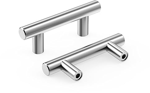 Meisax 10 maniglie per armadi, 64 mm, distanza tra i fori per mobili, in acciaio inox, colore argento, per mobili da cucina, cassetti