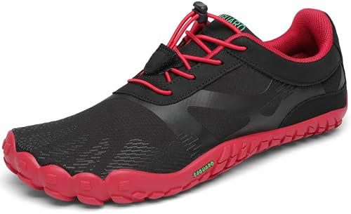 SAGUARO Hombre Mujer Minimalistas Zapatillas de Trail Running Ligeras y Respirable Zapatos Descalzos Gym Playa Calzado de Deportes Acuaticos para Correr Senderismo, Rubi Rojo 44 EU