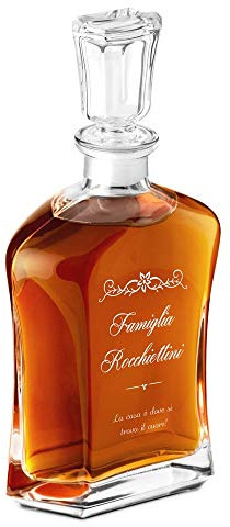 Maverton Decanter per Whisky in vetro - incisione personalizzata - Caraffa in vetro da 700 ml - idea regalo per l’anniversario per la coppia di sposi o fidanzati - Primula