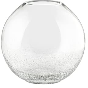 H&H 287600 Vaso Vetro Sfera Grande,Decorato Mezzo Crecre,Trasparente, H 23 cm