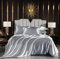 TCXZTYJH Satin Double Duvet Cover Set Grey Silk Bedding Set Ultra Soft Microfibre Plain Luxury Sexy Bed Quilt Duvet Cover 200x200 cm with Zipper Closure and 2 Pillowcases 50x75 cm