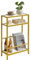 IBUYKE Glass End Table for Small Space, Narrow Side Tables with Storage Shelf, Bedside Table Slim Nightstand with Magazine Holder, for Living Room Home Office, Clear Gold TMZ002G