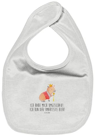 Mr. & Mrs. Panda Organic Babylätzchen Capybara König - Geschenk, lustige Sprüche, Tiermotive, Klettlätzchen, Babygeschenk, Geschenk zur Geburt,