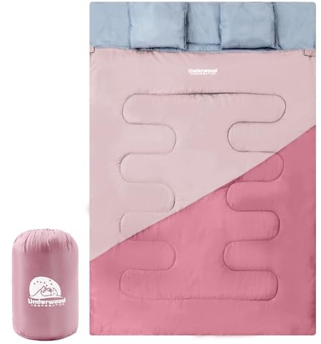Underwood Aggregator Saco de dormir doble para 2 personas - Tamaño pequeño una vez plegado - Para acampar - Ligero - Impermeable - 2 personas - Para adultos y mujeres