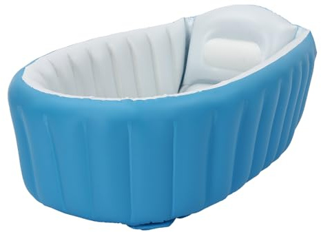 Vasca da bagno gonfiabile, in PVC, gonfiabile, con pompa ad aria e kit di riparazione per neonati, bambini, ragazzi e ragazze, 98 x 64 x 28 cm (blu)