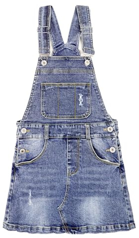 KIDSCOOL SPACE Jupe en Jean pour Filles de 6 à 14 Ans, Robe trapèze déchirée en Jean pour Petites et Grandes Filles