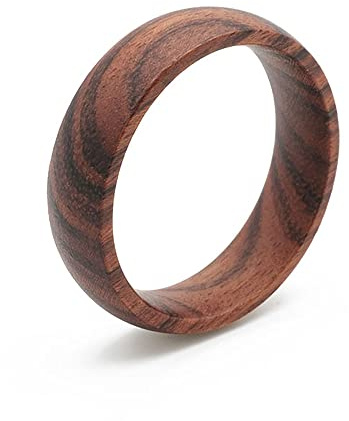 fablano Anello in legno da 6 a 8 mm [100% naturale] – anello naturale per uomo e donna – fede nuziale – anello di fidanzamento – fatto a mano in vero legno – gioielli sostenibili, 50 (15.9mm), Legno