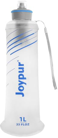 joypur Botella Plegable de 1000 ml con Filtro de 0.01µm, Filtro de Agua Portátil de 5000 Litros para Acampar y Senderismo, Purificador Personal de 100g Ultraligero para Mochila y Viajes (Blanco)