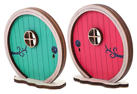 CAXUSD Lot de 2 Portes de Fée Miniatures en Bois, Mini Décoration pour Jardin Féerique et Maison, Ornement Résistant pour Micro-Paysage