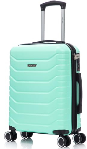RAYKONG Maleta de Cabina 55x40x20cm Policarbonato (40L) semirígida Trolley pequeño Equipaje de Mano 4 Ruedas giratorios a 360º Cierre numérico (Menta)