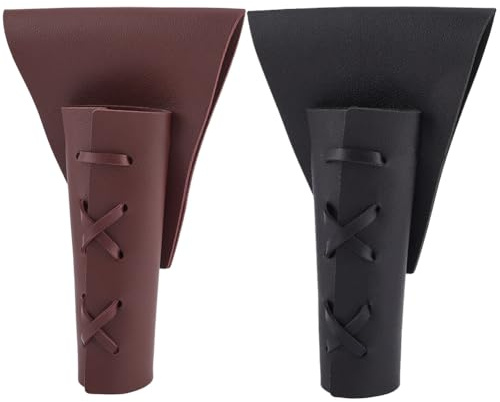 CALFOVERA 2 Colori Medievale PU Pelle Pugnale Fondina Regolabile in Pelle Spada Rana Rinascimentale Vichingo Lama Cintura Fodero Fodero Nero Marrone per Uomini Adulti Larp Hallow Costume Cosplay