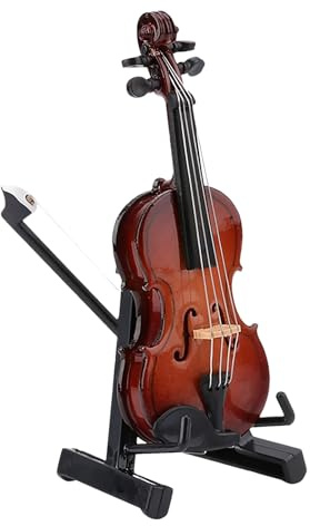 Mini violino in miniatura con supporto, in legno, decorazione per camera da letto, studio