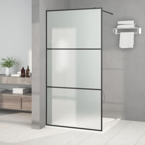 Mokuyary Duschwand für Walk-In Dusche Schwarz 100x195 cm ESG Mattiert Duschwand für Dusche Duschabtrennung, Walk in Dusche Duschtrennwand Glaswand für Badezimmer