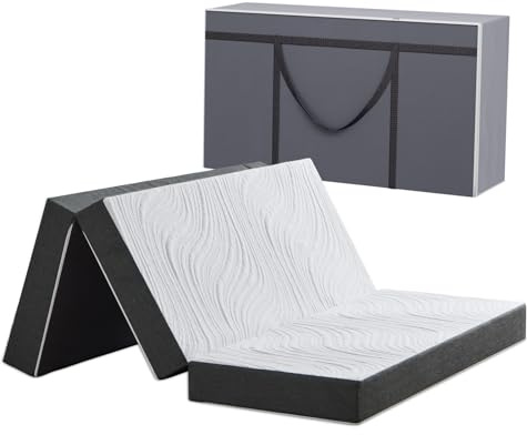 Twirest - Colchón plegable, colchón de espuma viscoelástica, grosor 10 cm, funda extraíble transpirable lavable, colchón plegable, para adultos, 1 persona (120 x 190 x 10 cm)