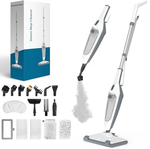 PEEH Steam Mop for Floor Cleaning, 12 in 1 Handheld Steam Cleaner for Home, Floor Steamer for Hardwood Windows Tile Laminate Shutter & Clothes with Attachments (grey)