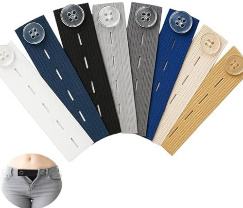 nuluxi 8 stycken byxförlängning set, elastisk knappförlängning för jeans och byxor, elastisk midjeförlängning, byxförlängning justerbar byxlinning förlängning, för byxor, jeans