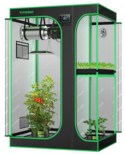 VIVOSUN D325 2-in-1 3x2 Grow Tent, 36x24x53 High Reflective Mylar with Multi-Chamber and Floor Tray for Hydroponic Indoor Plant