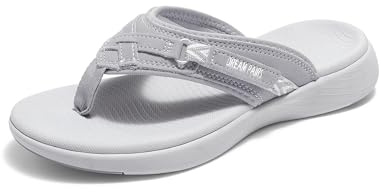 DREAM PAIRS Womens Flip Flops Arch Support Comfy Sandals | Wave-pattern grip outsole, contoured arch support with deep heel cup, lightweight, soft wide straps