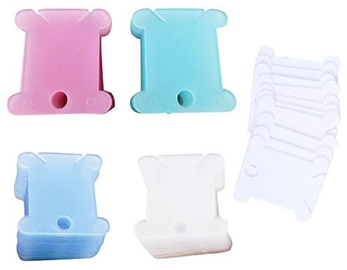 HUAZIZ 100 Pièces Bobine Plaque de Fil en Plastique Broderie Croix Canette, Bobine Fil Broderie pour Accessoires de Machine à Coudre