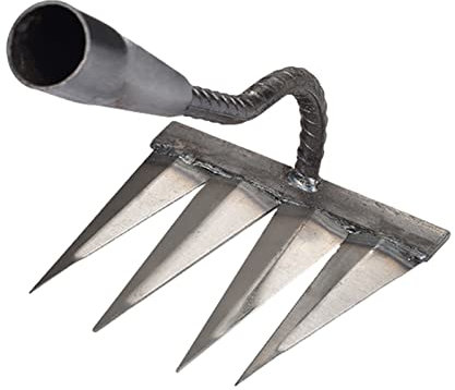 Sysdisen Unkrautharken, Vertikutierer Rechen, Harke Rechen, Multifunktionales Unkrauthacke Rechen, Unkrautjäter Werkzeug, Gartenkultivator Rechen und Rasenvertikutierer, 4/5/6/7 Zinken