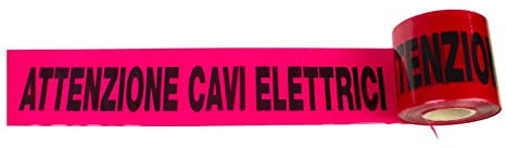 KOEM Rolle Signalband mit hoher Sichtbarkeit aus Polyethylen, 10 x 200 m, für Signalisierung von Rohren und Kabeln für Bau- und Straßenarbeiten (für elektrische Kabel - Rot)