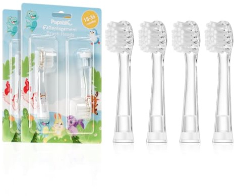 Papablic Replacement Toothbrush Heads - 4 Count | Compatible BabyHandy & Toddler Sonic Electric Toothbrushes (18-36 Months)