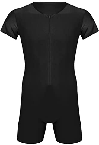 Yeahdor Men's Spandex Leotard Bodysuit One-Piece Wrestling Singlet Dance Unitard Biketard Jumpsuit Black S