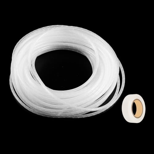 QUARKZMAN Spiral-Kabelschlauch 42,7ft 6mm Kabelmanagement-Hülle Kabelorganizer Flexibles PE für Computerkabel, Ladekabel Weiß mit Klebeband