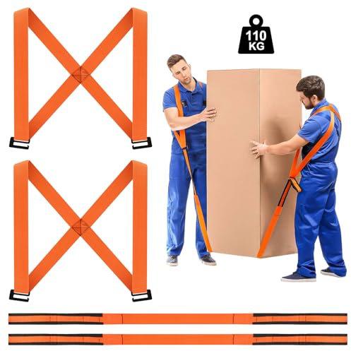 Lifting Straps for Movers,2 Pcs Anti-Slip Moving Straps Carrying,2-Person Shoulder Strap,MovingComfortable Shoulder Heavy Object Moving,Load 100Kg for Heavy Objects,Goods, Furniture