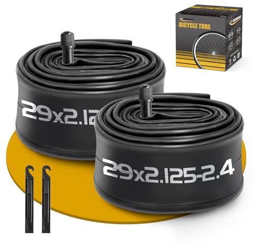 2 Pack 29 Inch Bike Tube for 29 x 2.125/2.2/2.25/2.3/2.35/2.4 Bike Tire, Butyl Rubber Inner Tube with 2 Tire Levers for Mountain MTB Bike