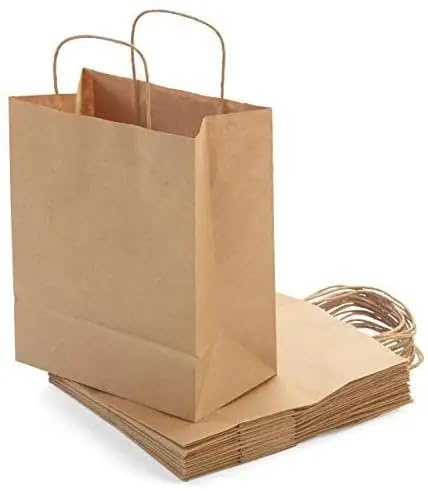 Sac en papier KRAFT avec poignée de cordon, sac à emporter, sac pour restaurant (50, 210 x 110 x (h) 270 mm)