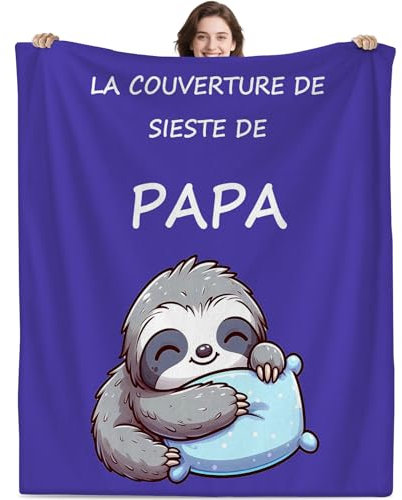 tiosggd - Regalo de cumpleaños, papá, regalo para papá, regalo de abuelo, manta azul perezoso polar para papá, ideal para el mejor papá hombre (157 x 132 cm)
