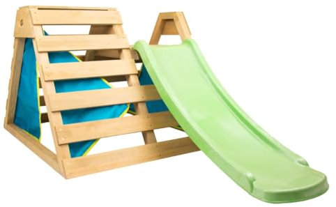 TP Toys Wooden Toddler Climb & Slide - With Climb Up Rock Wall, Secret Den And Slide. FSC Certified Wood. Outdoor Indoor Montessori Climbing Toys. Fun Active Play For Kids - Suitable For 18 Months+