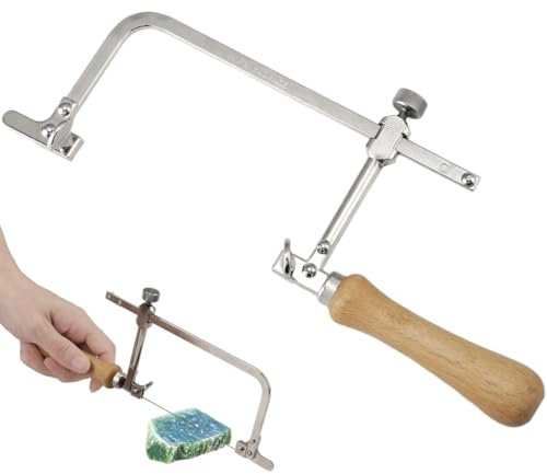 Scie à chantourner avec manche en bois, cadre en acier pour coupe réglable, idéale pour le travail du bois et les bijoux