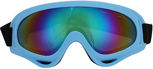 Skibrille, PC Winddichte Skibrille für Kinder, Snowboard- und Motorradbrille, Leichte, Weite Sicht, Unisex-Outdoor-Sport-Fahrradbrille für Erwachsene und Kinder(Farbfolie mit hellblauem Rahmen)