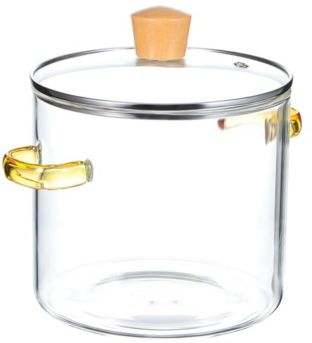 BESPORTBLE Marmite En Verre Casserole En Verre Avec Couvercle Marmite En À Ragoût Transparente Ramen Mijoteuse Pour Soupe De Pâtes Et