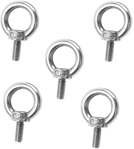 5 pernos de ojal M5, perno de anillo, anillos de tornillo, roscado macho de acero inoxidable 304, perno de ojal, para fijación y suspensión