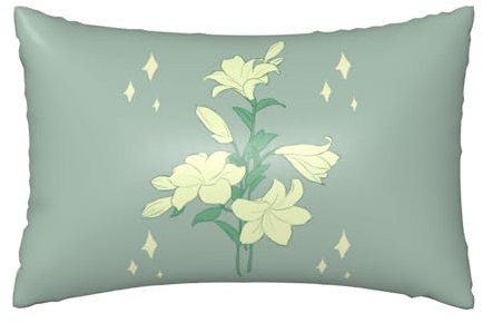 Cartoon White Lilies Satin Pillowcase, Bedroom Soft Pillowcase With Hidden Zipper Faux Silk Fabric For Hair Care 1pc 20x30in