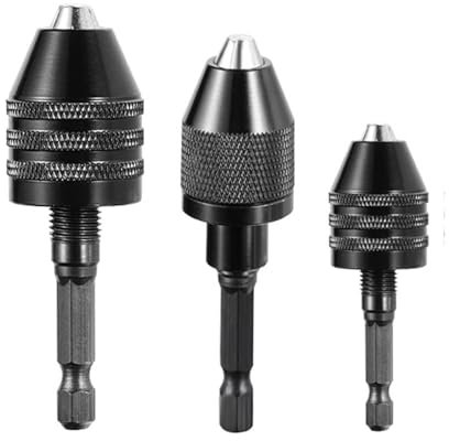 3 Pcs Hexagonal Shank Keyless Drill Chuck Adapter, Drill Chuck Conversion Tool, Hex Shank Keyless Drill Chuck Adapter, Mini Drill Chucks Adapter 0.3-6.5 mm&0.3-3.6 mm&0.3-8mm for Micro Drill Bit