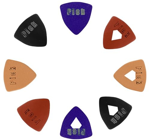 8 Pcs Soft Leather Ukulele Picks Includes 4 Hollow Diamond and 4 Triangle Shaped Soft Guitar Picks Multi-Colors Guitar Plectrums for Electric Acoustic Guitar Picks Bass Picks