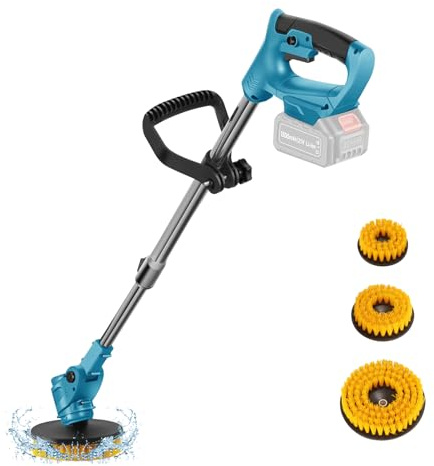 Brosse Motorisée Télescopique, Diam.125 mm, Brosse en Nylon avec 5 000rpm,Perche 90cm à 125cm, avec 3 Brosses,Compatible avec 21V, Non Incluse,pour Plancher,Voiture,Fenêtre,Cuisine (sans Batterie)