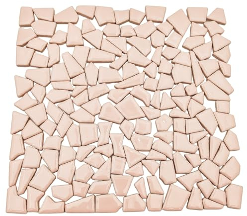 Piastrelle irregolari per mosaico in ceramica, 200 g, 0,5 x 2 cm, piccole pietre per mosaico fai da te e decorazione da parete (rosa)
