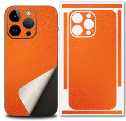 For iPhone 17 Pro Max Skin Wrap, Ultra-Thin 3M Texture Matte Carbon Fiber Full Body Protective Sticker for Minimalist Style Lovers (Orange,iphone 15)