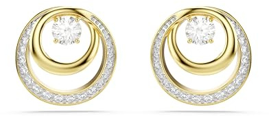 Swarovski Hyperbola stud earrings, Round cut, White, Gold-tone plated