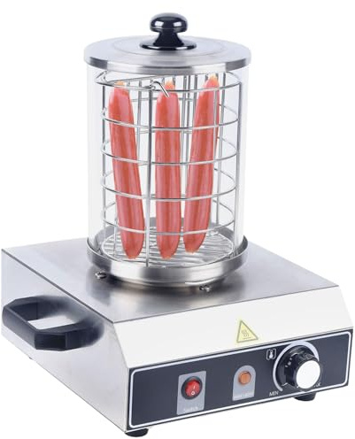 350W Hot Dog Gerät Profi Bockwurstwärmer 30-85℃ Einstellbarer Temperatur Hotdog Maker Set für 1-14 Würstchen Elektrische Wurstkocher für Bäckereien, Fast-Food-Ketten, Convenience-Stores, Cafés