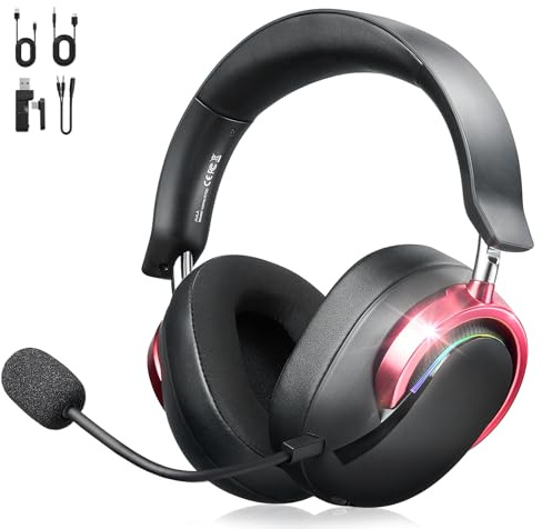Wireless Gaming Headset with Mic Over Ear Headphones for PC,Xbox,PS5,Switch