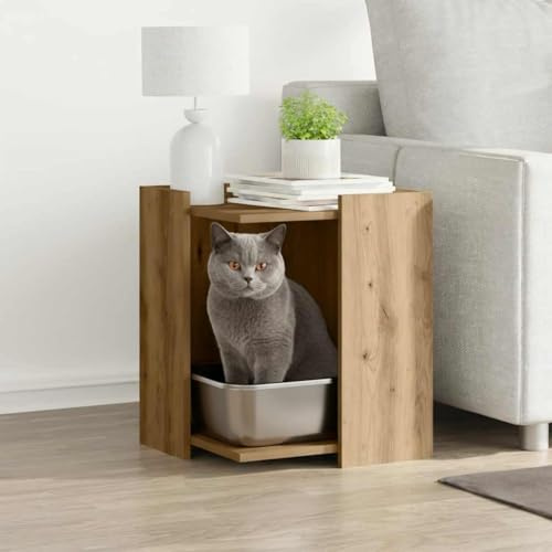 Mokuyary Meuble de Bac à Litière pour Chat 42x42x51 cm Salon | Maison de Toilettes pour Chats, Table Basse pour Chambre, Balcon