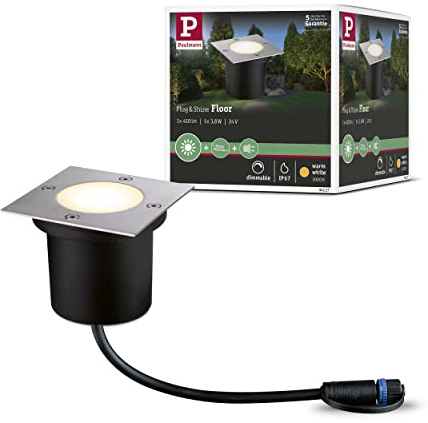 Paulmann 942.27 Plug & Shine Bodeneinbauleuchte eckig IP65 3000K 4W 24V Silber