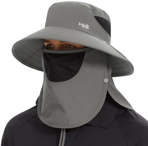 Bassdash UPF 50+ Sombrero Transpirable con Visera extraíble y Solapa para el Cuello Unisex Water Resistant Wide Brim Bucket Hat for Fishing Hiking Outdoor Men Women