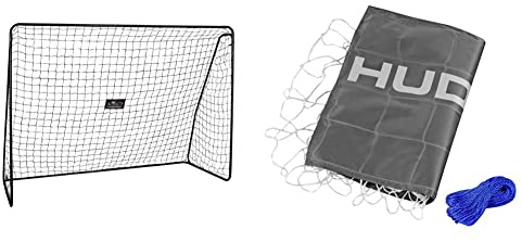 Hudora 76128/01 Porta da calcio, Nero & 75951- Rete sostitutiva per porta calcio 213 cm